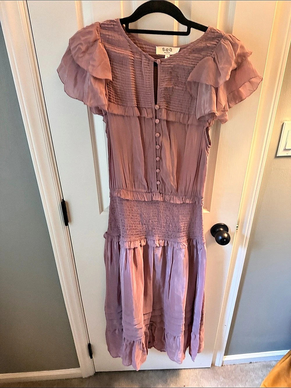 Sea New York Ruffle Sleeve Midi Dress in Pink